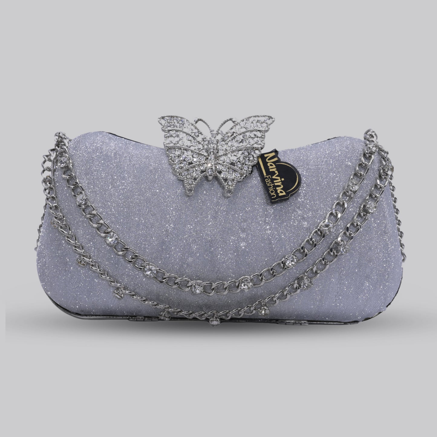 Butterfly Glam Clutch with Chain Handle