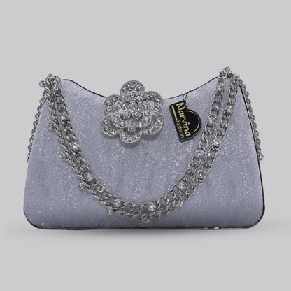 Flora Glam Clutch with Chain Handle