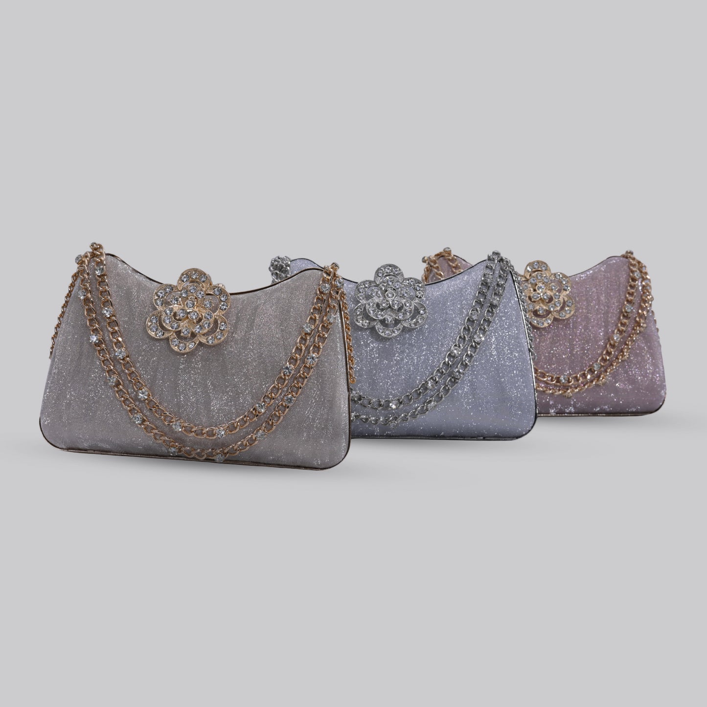 Flora Glam Clutch with Chain Handle