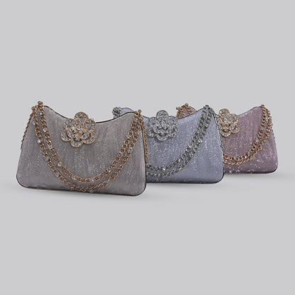 Flora Glam Clutch with Chain Handle