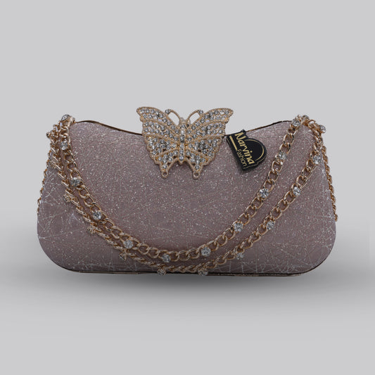 Butterfly Glam Clutch with Chain Handle