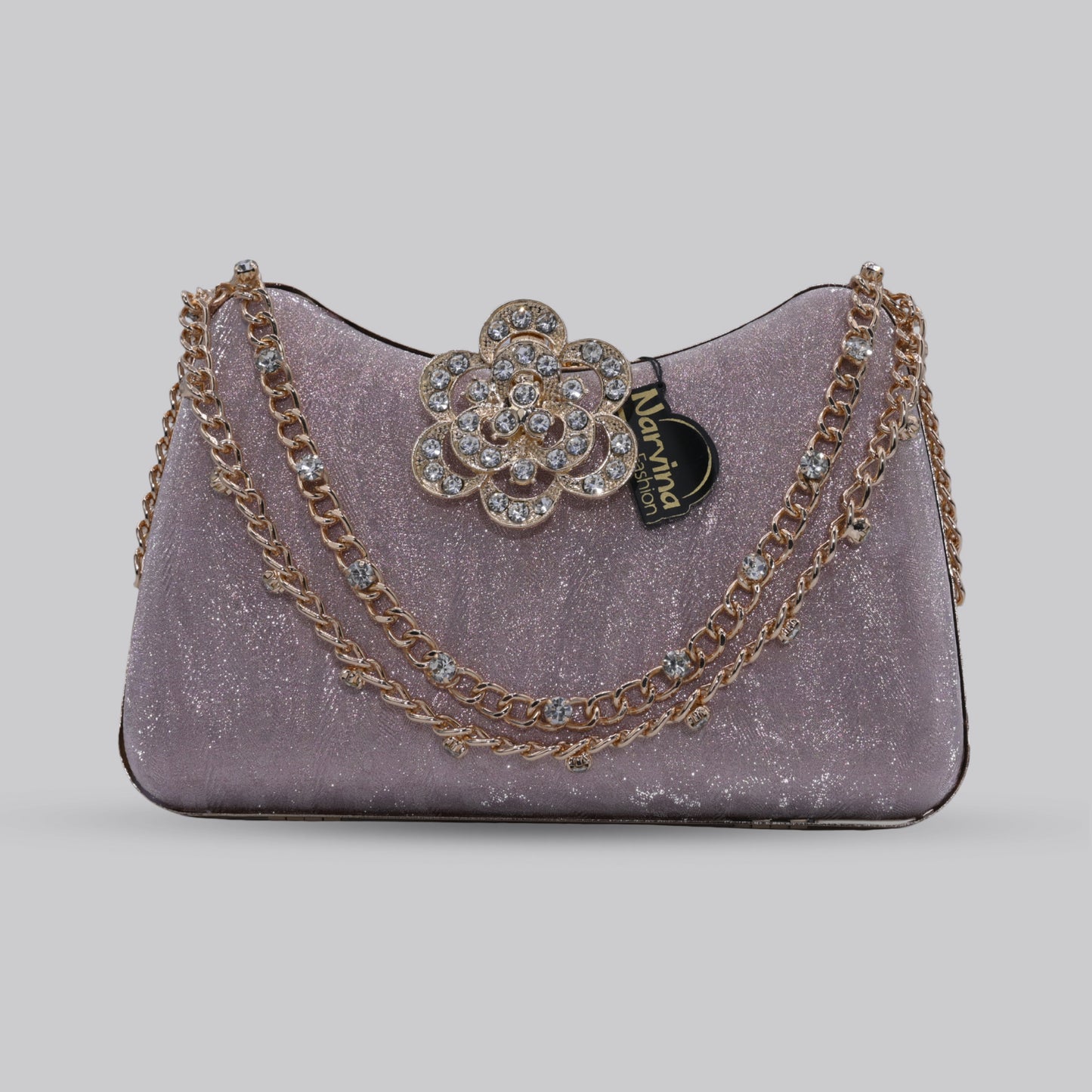 Flora Glam Clutch with Chain Handle