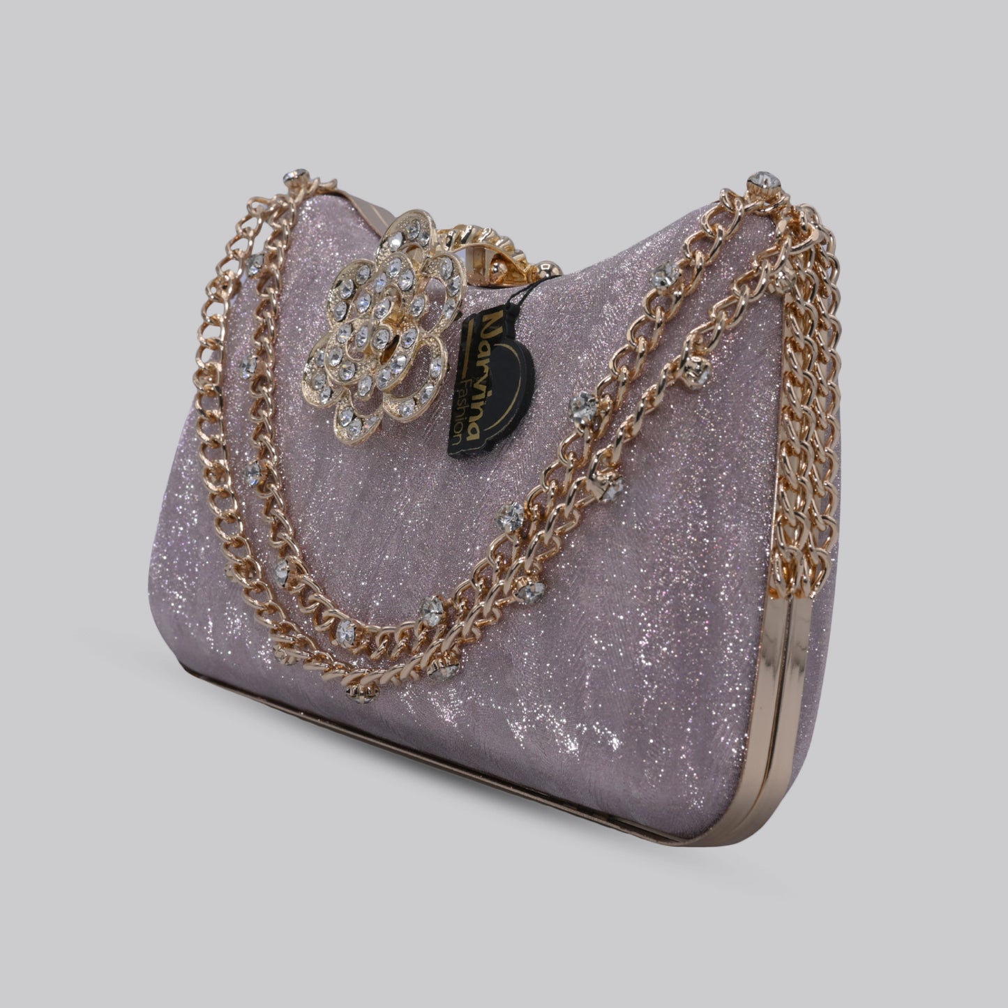 Flora Glam Clutch with Chain Handle