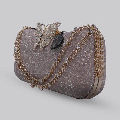 Butterfly Glam Clutch with Chain Handle