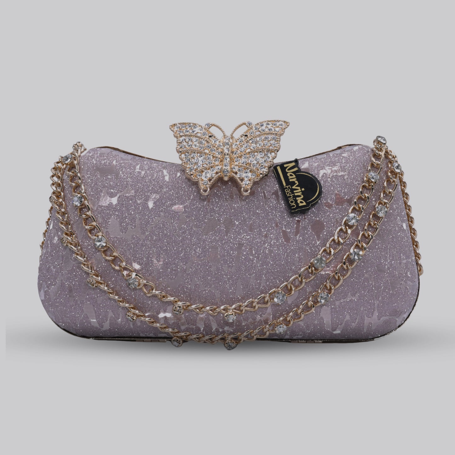 Butterfly Glam Clutch with Chain Handle