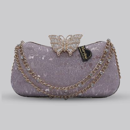 Butterfly Glam Clutch with Chain Handle