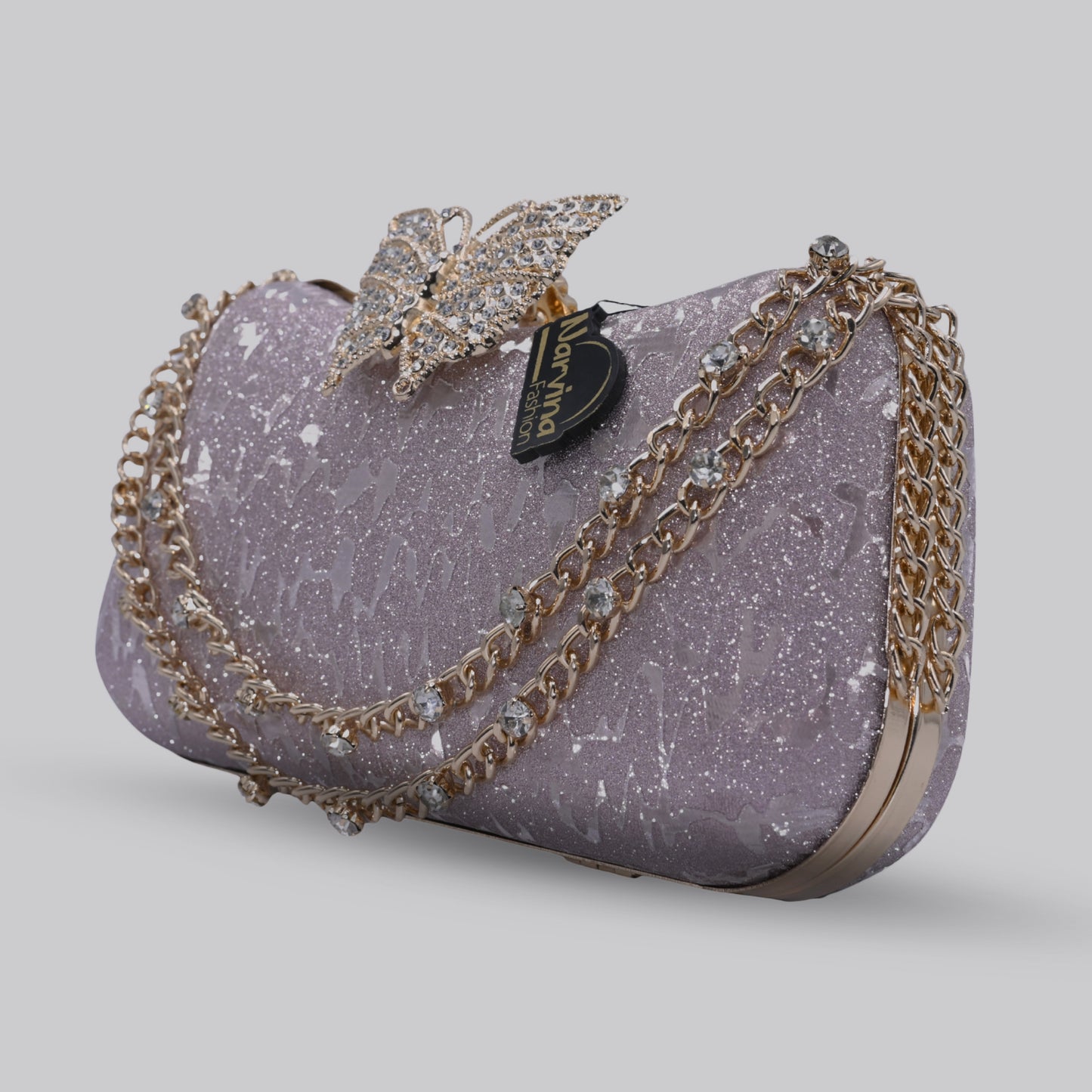 Butterfly Glam Clutch with Chain Handle
