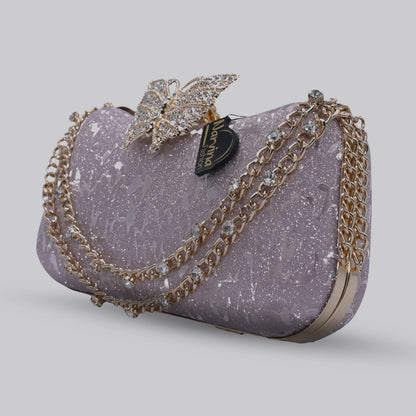 Butterfly Glam Clutch with Chain Handle