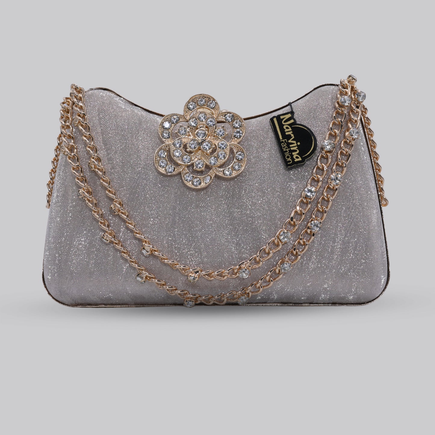 Flora Glam Clutch with Chain Handle