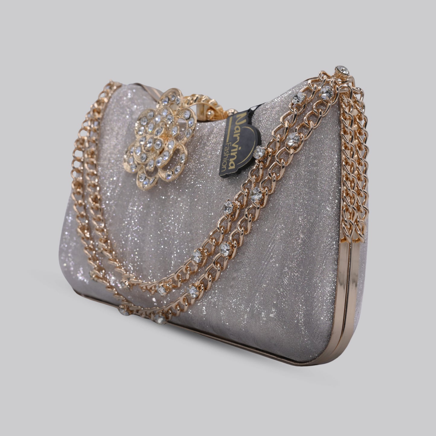 Flora Glam Clutch with Chain Handle